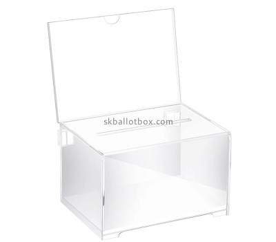 Acrylic box supplier custom lucite election box with sign holder BB-2897