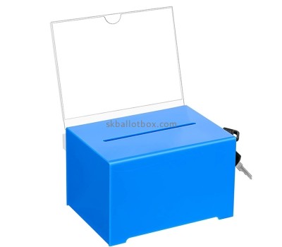 Plexiglass box manufacturer custom acrylic voting box with sign holder BB-2896