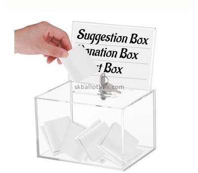 Lucite item supplier custom acrylic comment box with lock and sign plate SB-106