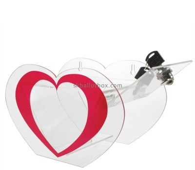 Lucite box supplier custom acrylic heart shape lockable fundraising box DB-136