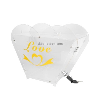 Perspex box supplier custom acrylic wall heart shaped donation box DB-137