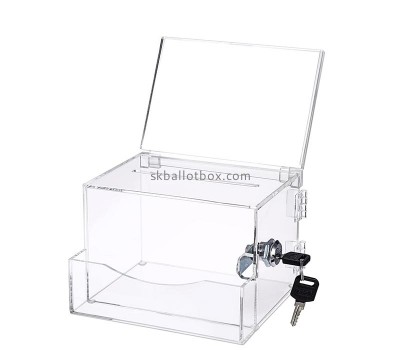 Plexiglass boxes manufacturer custom acrylic ballot box with business card holder BB-2905
