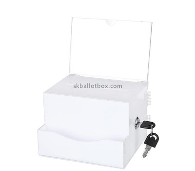 Plexiglass boxes supplier custom acrylic commet box with business card holder BB-2906