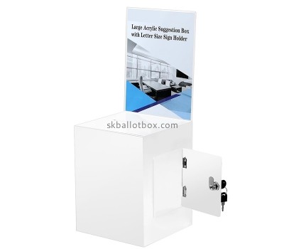 Perspex boxes supplier custom acrylic suggestion commet box with sign plate SB-111