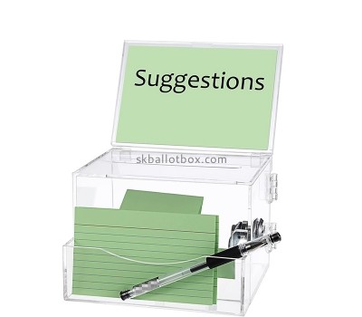Plexiglass box manufacturer custom acrylic suggestion box with notepaper holder SB-114