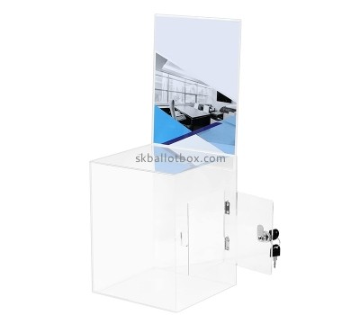 Acrylic products manufacturer custom lucite charity box with lock and sign plate DB-149