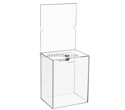 Acrylic item supplier custom plexiglass money box with sign holder DB-151