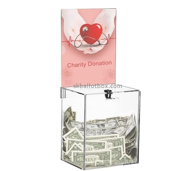 Custom acrylic money collection box with slot DB-167