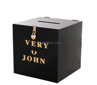 Custom black acrylic vote box with lock BB-2928