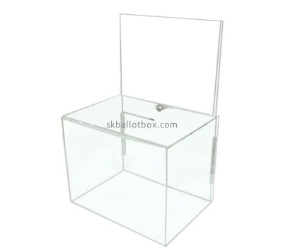 Custom clear acrylic election box with lock and sign holder BB-2933