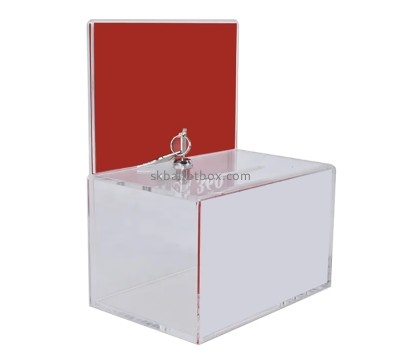 Custom clear acrylic vote box with lock and sign holder BB-2934