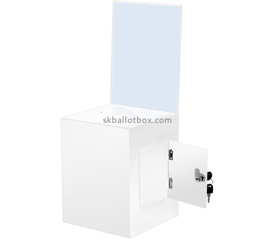 Custom acrylic suggestion box with lock and sign holder SB-135