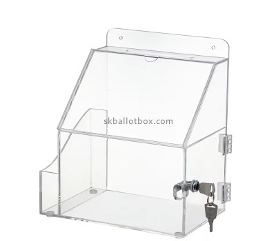 Custom acrylic wall mounted vote box with pamphlet holder BB-2943