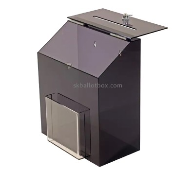 Custom acrylic lockable vote box with notes holder BB-2942