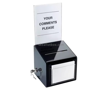 Custom acrylic comment collection box with sign holder SB-144