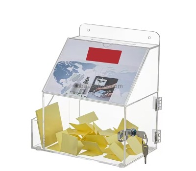 Custom lucite wall fundraising collection box with sign holder DB-182