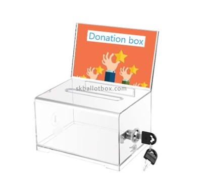 Custom acrylic charity box with lock key DB-190
