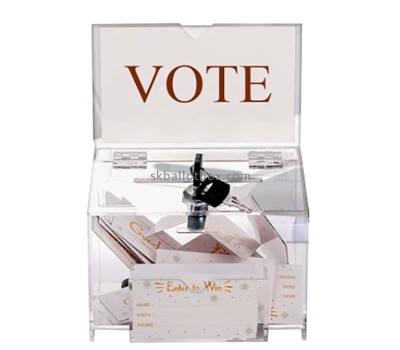 Custom acrylic ballot box with lock key BB-2954