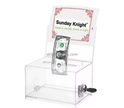 Custom acrylic money collection box with key lock DB-193
