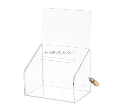 Custom acrylic charity collection box with slot DB-198