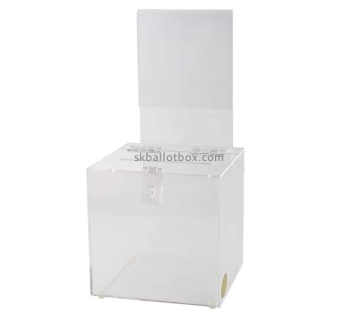 Custom acrylic election collection box with sign slot lock key BB-2965