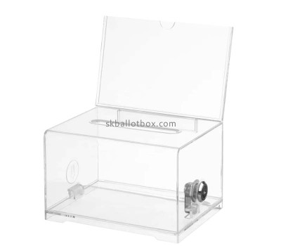 Custom acrylic vote collection box with sign slot lock key BB-2964
