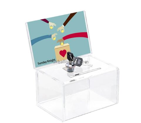 Custom wholesale acrylic donation box with key lock DB-246