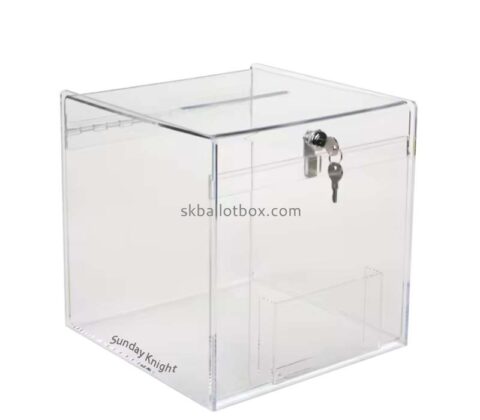 Custom wholesale acrylic lockable charity collection box DB-217
