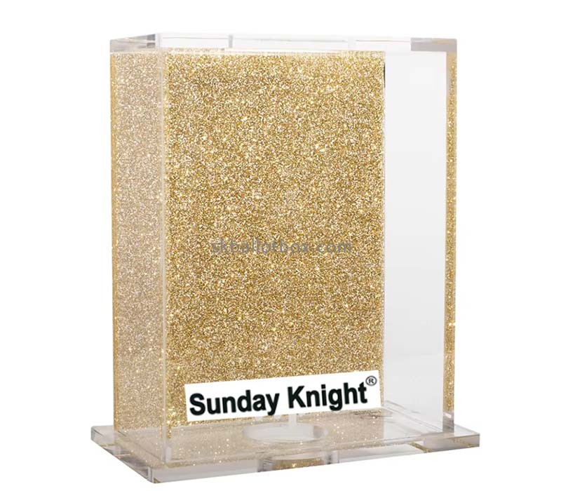 Custom wholesale gold glitter topped acrylic donation box DB-206