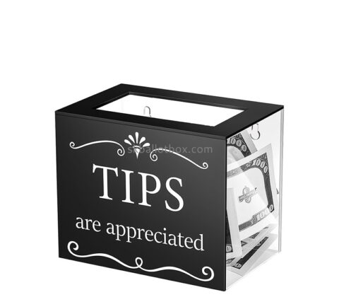 Custom plexiglass tip collection box for restaurants DB-156
