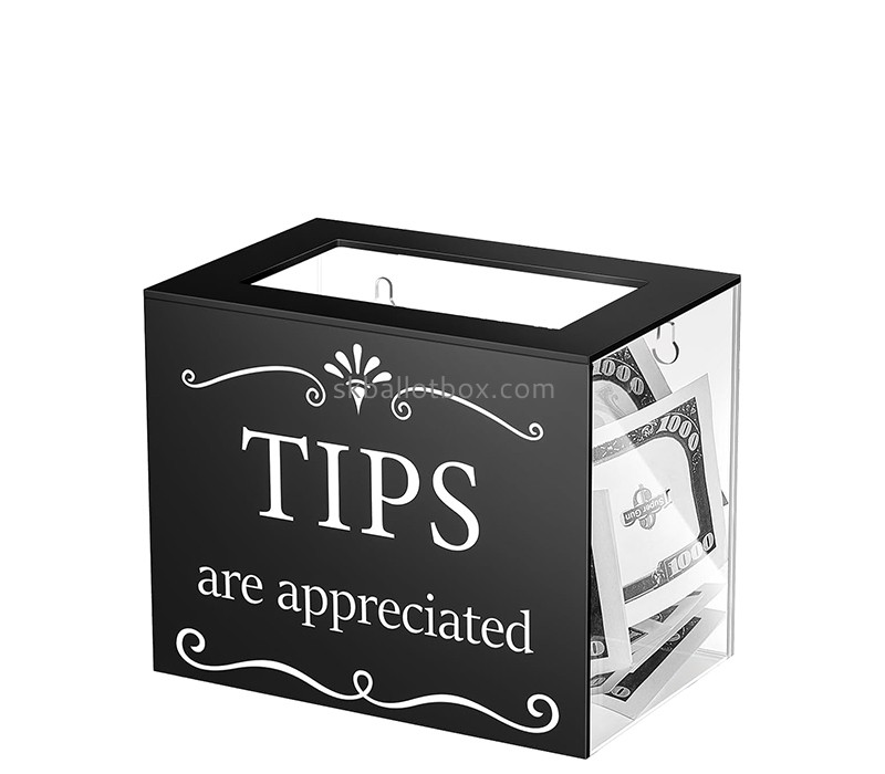 Custom plexiglass tip collection box for restaurants DB-156