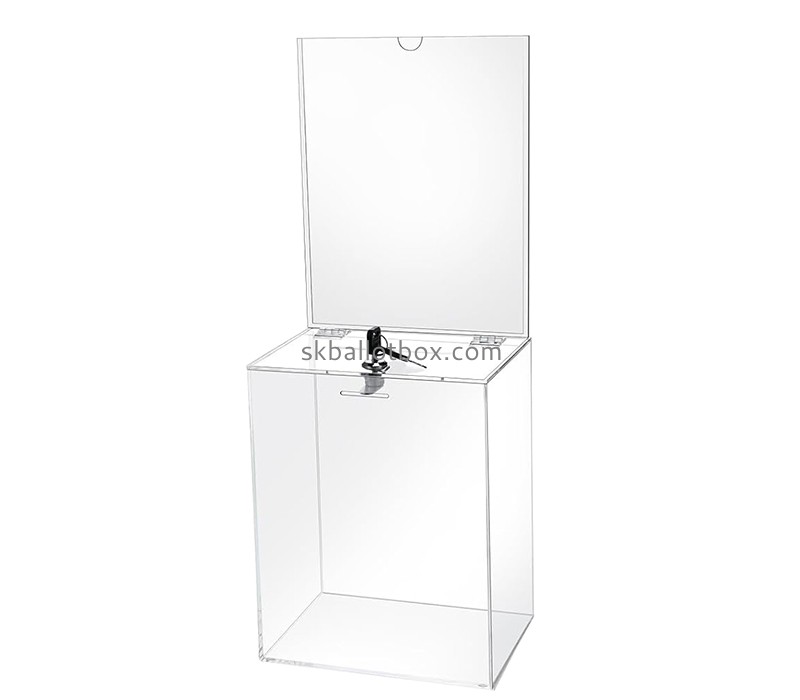 Perspex products manufacturer custom acrylic ticket box with lock slot BB-2916