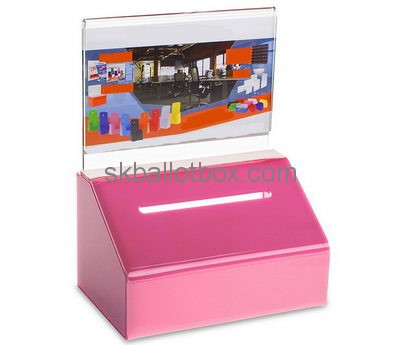 Customize pink acrylic ballot box BB-2447