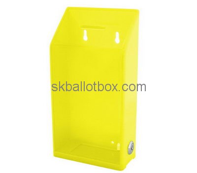 Customize yellow acrylic wall mounted donation box BB-1743