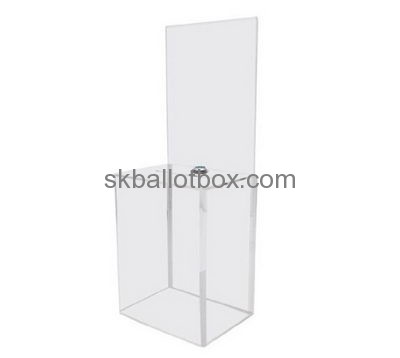 Complete plastic fabricators custom acrylic transparent donation box BB-1283