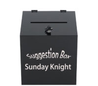 Custom acrylic front desks suggestion box