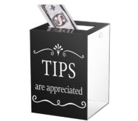 Custom acrylic tips jar for restaurant