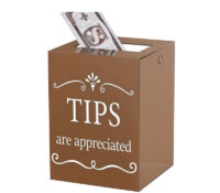 Custom acrylic tips collection jar for cafes