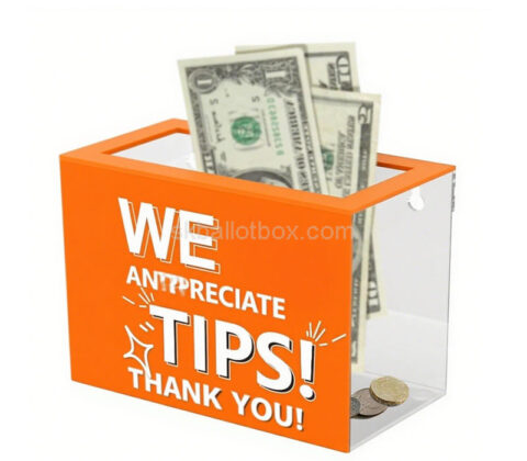 Custom acrylic tip box for cafes