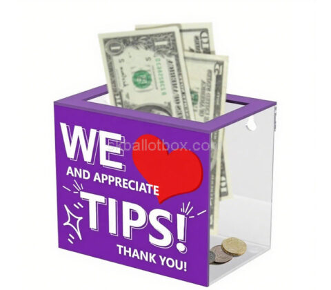 Custom acrylic tip box for checkout areas
