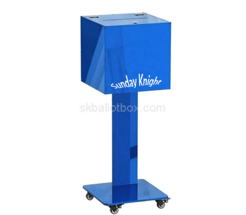 Custom acrylic public feedback box with wheels