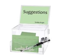 Custom acrylic collecting feedback box with brochure sign holder