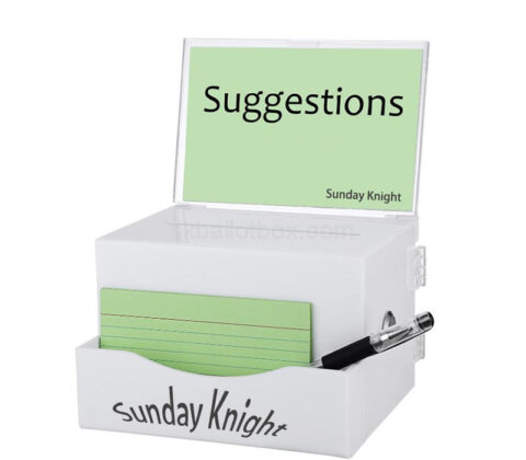 Custom acrylic collecting feedback box with notepad sign holder