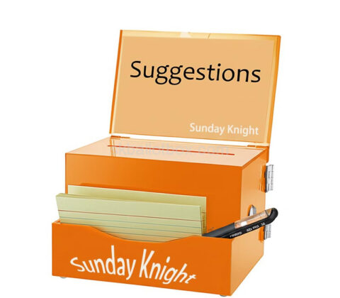Custom acrylic stores suggestion box with notepad sign holder