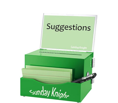 Custom acrylic retail suggestion box with notepad sign holder