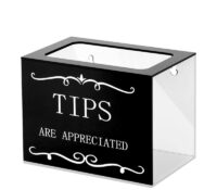 Custom acrylic wall mounted tips jar