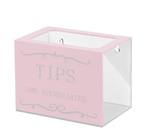 Custom acrylic wall service spaces tips jar