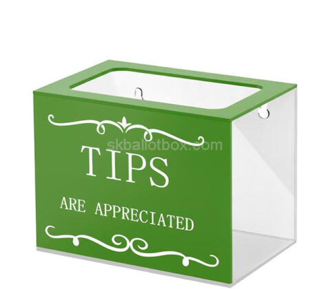 Custom acrylic wall hanging tips collection box
