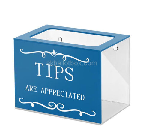 Custom acrylic wall mounted tips collection box