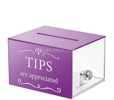 Custom acrylic cafes tips collection box